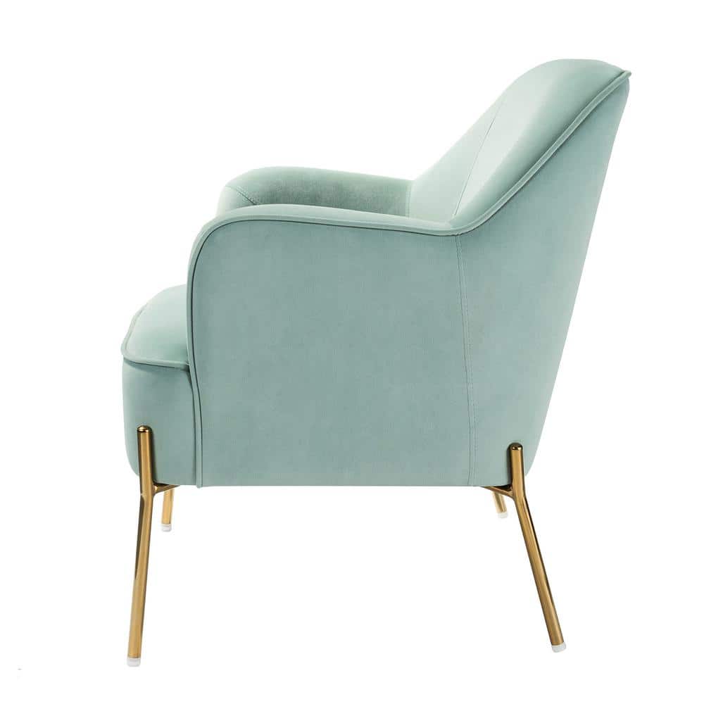 Sage Velvet Accent Chair with Gold Metal Legs