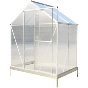 6.3' x 4.2' x 7' Polycarbonate Greenhouse, Heavy Duty Outdoor Walk-in Green House Kit with Rain Gutter, Vent and Door