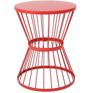 Outdoor 16 in. Iron Side Table , Matte Red