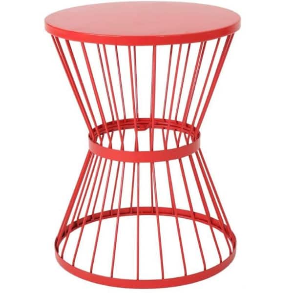 Unbranded Outdoor 16 in. Iron Side Table , Matte Red