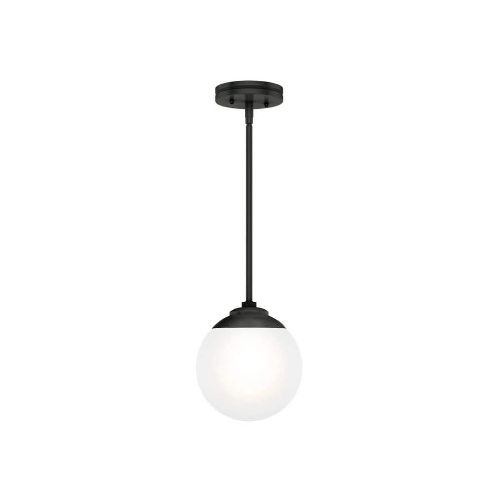 Matte Black and White Glass Globe Mini Pendant Light