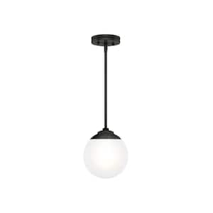 Hepburn 1-Light Matte Black Island Mini Pendant Light with Cased White Glass Shade