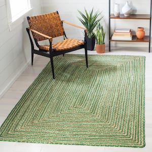 Cape Cod Green/Natural 8 ft. x 10 ft. Striped Border Area Rug