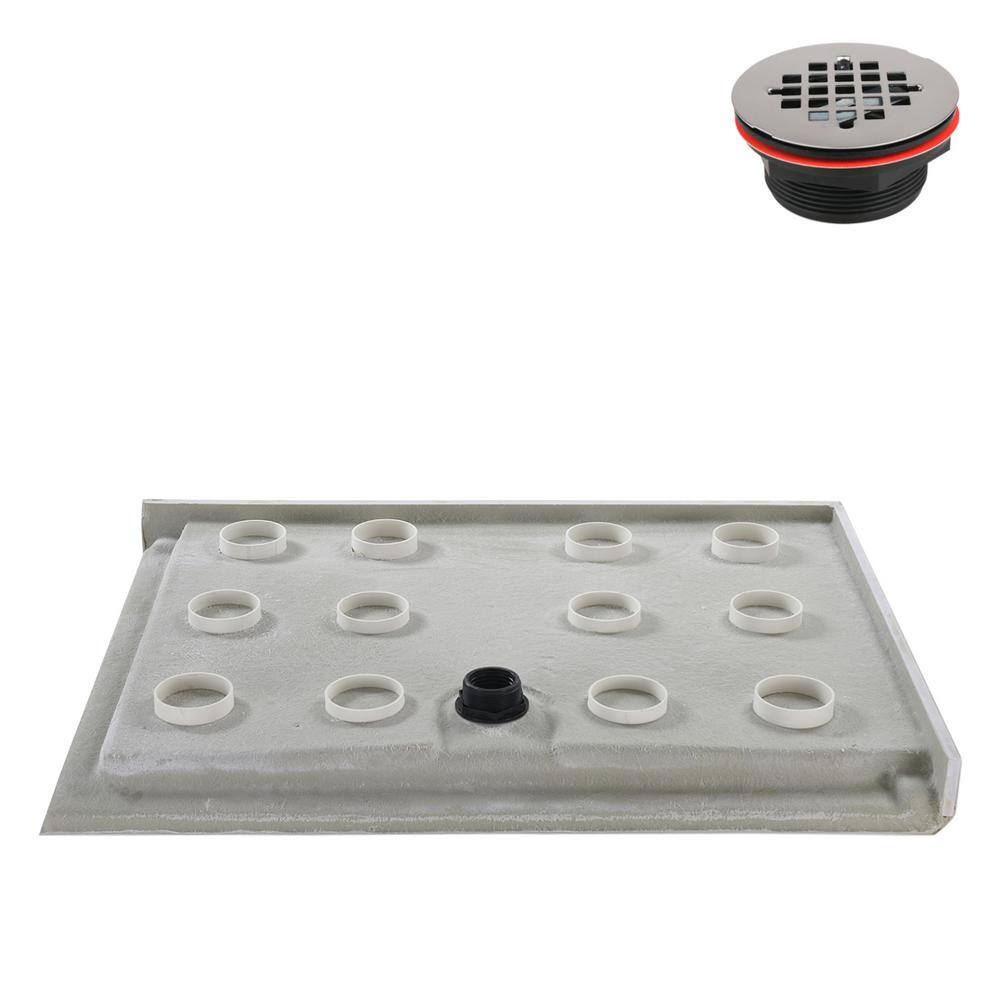 48'' White Acrylic Rectangular Corner Shower Base with Right Drain