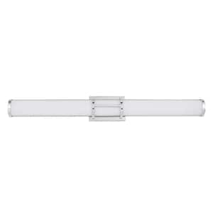 Ramaro 35.24 in. Chrome Integrated LED Vanity Light Bar with Frosted White Acrylic Shade
