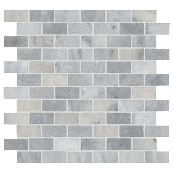 Carrara Classique Brick 12 in. x 12 in. Honed Marble Mesh-Mounted Mosaic Wall Tile (0.97 sq. ft./Each) Carrara Classique Brick 12 in. x 12 in. Honed Marble Mesh-Mounted Mosaic Wall Tile (0.97 sq. ft./Each)