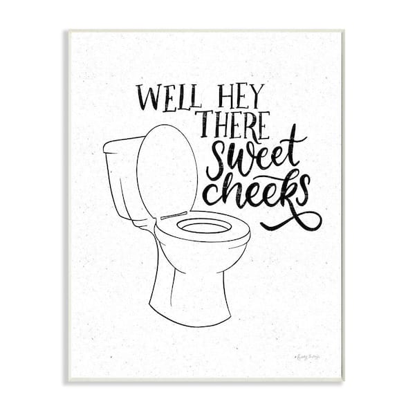 Stupell Industries Hey There Sweet Cheeks Bathroom Joke Word Pun By Becky Thorns Unframed Print Abstract Wall Art 13 in. x 19 in.