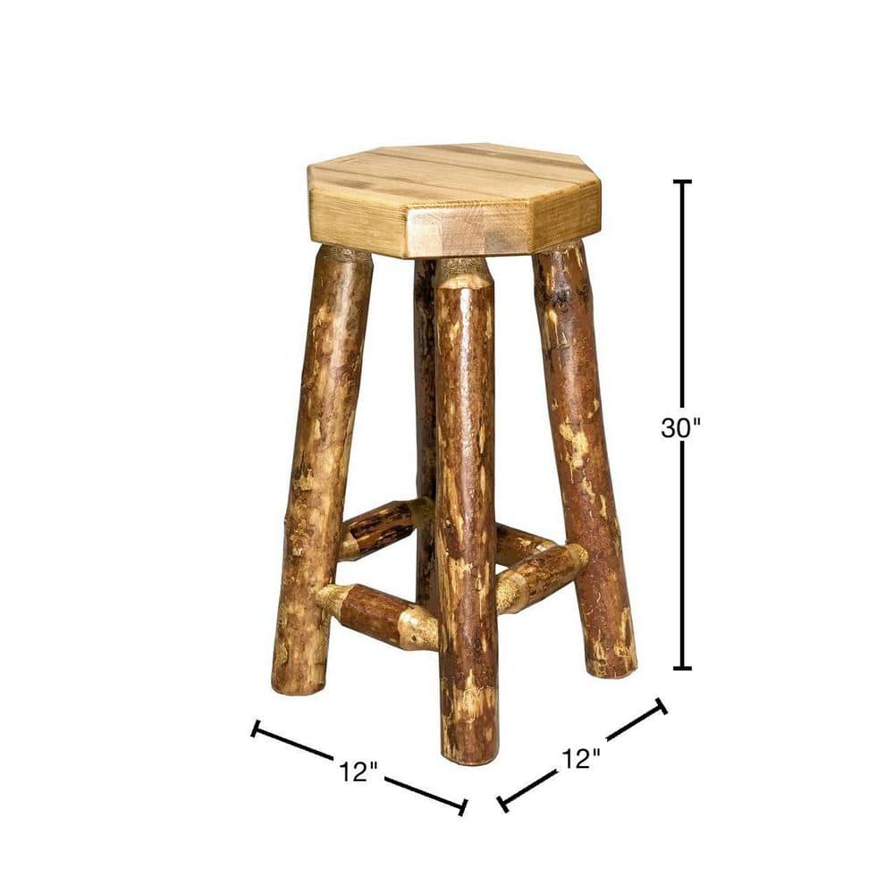Rustic Glacier Country 30" Brown Wood Backless Barstool