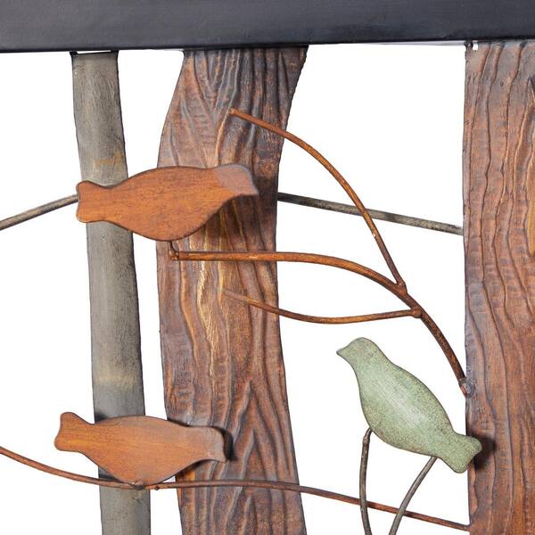 Birds on a Branch Rustic Copper Patina Finish Metal Wall Art Hanging 