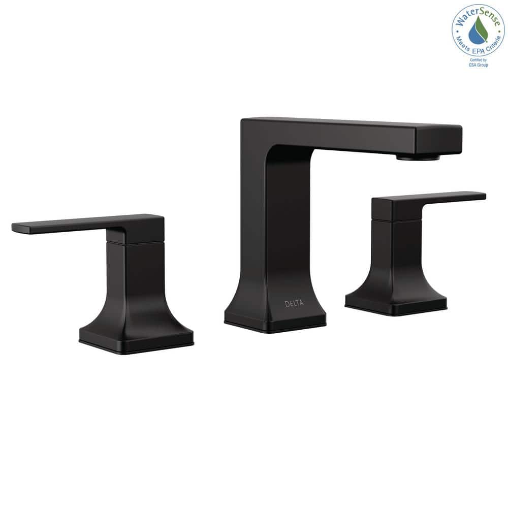 Matte Black Modern Widespread Bathroom Faucet with Drain Assembly