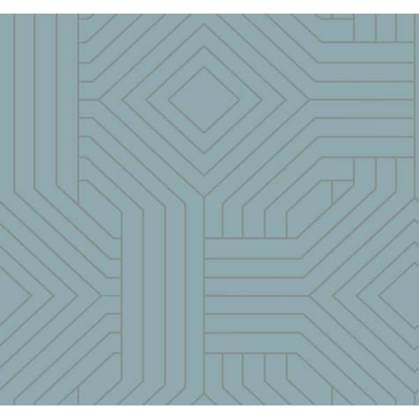 York Wallcoverings Blue Diverging Diamonds Wallpaper, 27-in by 27-ft