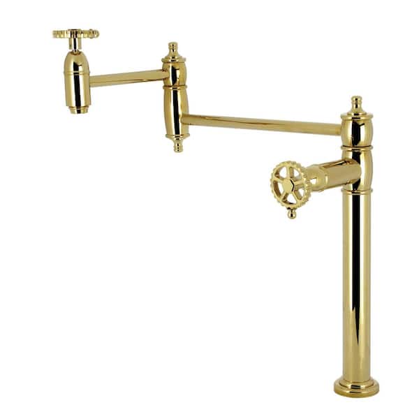 Fuller Deck Mount Pot Filler in Polished Brass