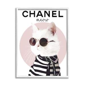 "Chic Kitty Cat Meow Glam Fashion Pink Circle" by Ros Ruseva Framed Animal Wall Art Print 11 in. x 14 in.