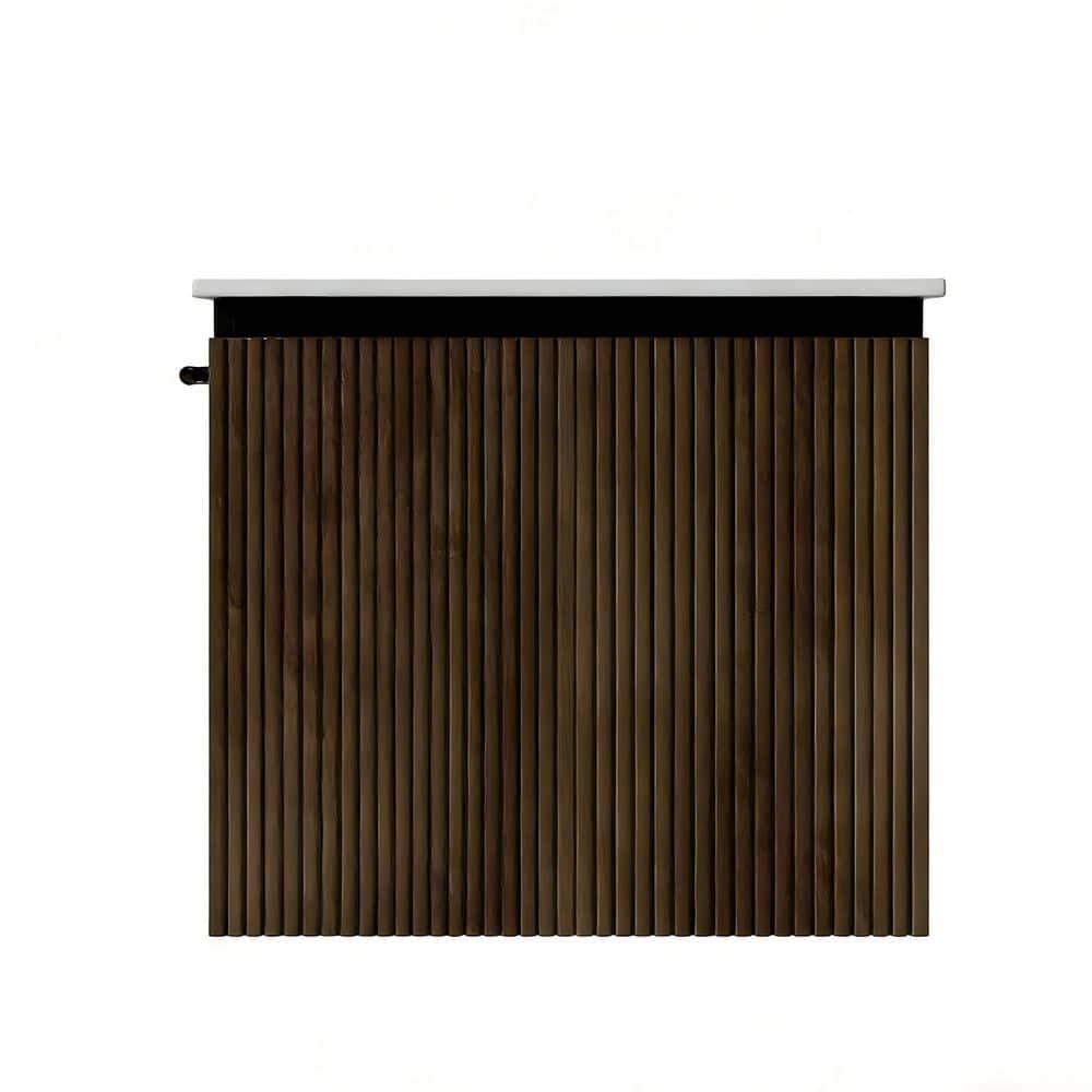 24 in. Wall-mount Dark Walnut Bath Vanity with White Ceramic Top, Black Towel Rack, Single sink price history on PriceWatchPro