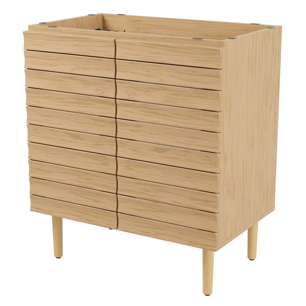 Aubert 30" Oak Slat Modern Farmhouse Bath Vanity Cabinet