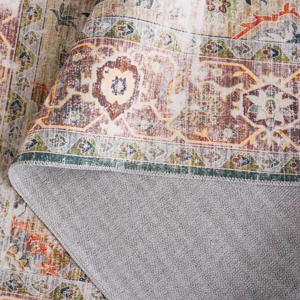 SAFAVIEH Arizona Green/Light Brown 9 ft. x 12 ft. Border Ornate