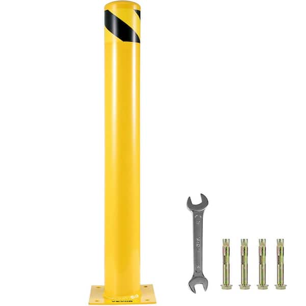 42 in. H x 4.5 in. Dia Safety Bollard Yellow Steel Safety Barrier with 4-Free Anchor Bolts for Traffic-Sensitive Area