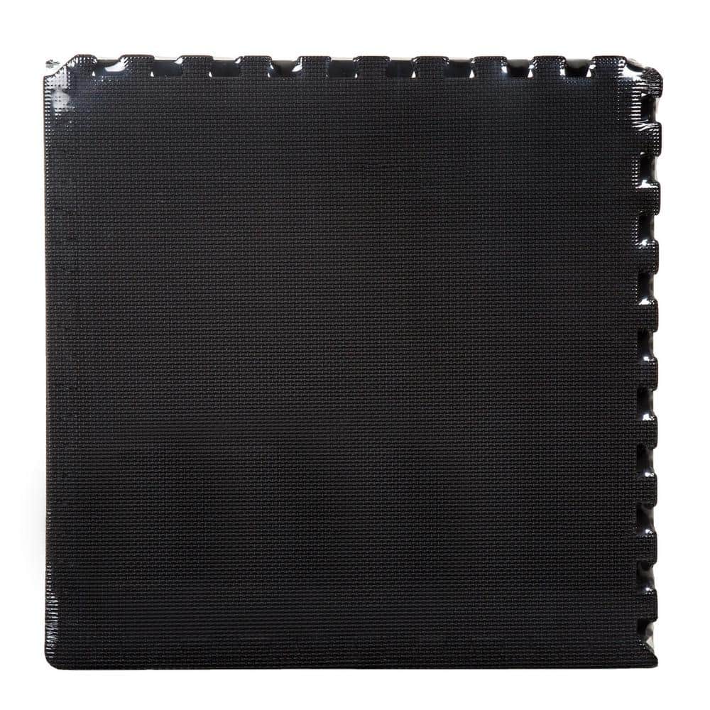 Black 24 in. W x 24 in. L x 0.5 in. T Foam Interlocking Floor Mat Tiles for