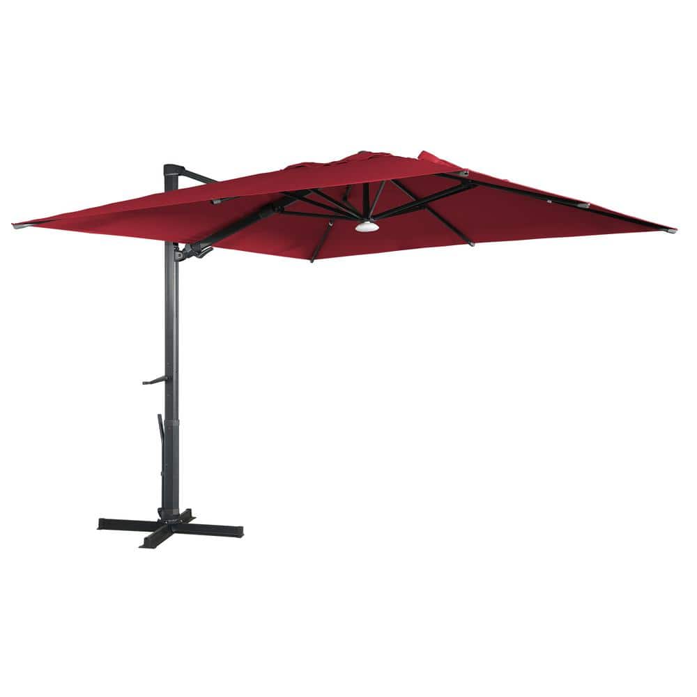 10 ft. Cantilever Umbrella Square Crank Market Umbrella Tilt Patio Umbrella with Bluetooth Lights in Red price history on PriceWatchPro