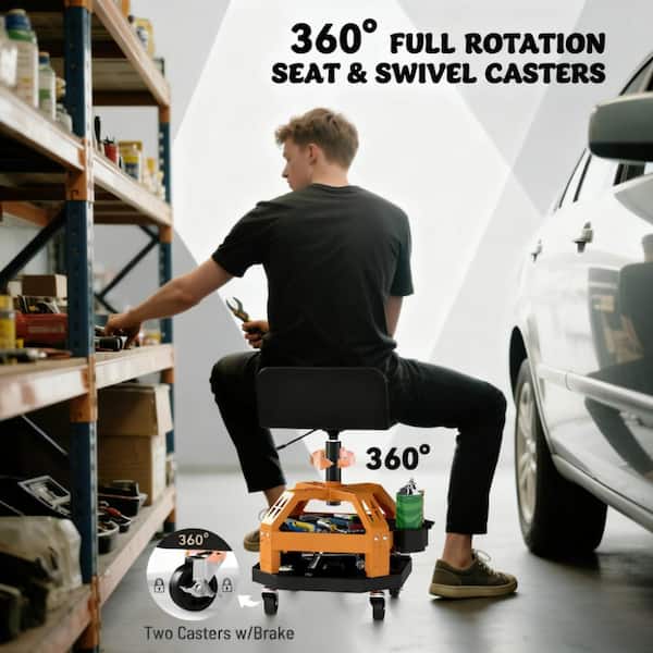 Damodpoy Yellow Rolling Creeper Mechanic Stool, 300 LBS Capacity