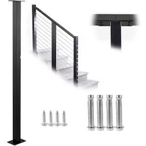 Stainless Stair Handrail 36 in. x 1.5 in. x 1.5 in. Cable Railing Post Without Hole Deck Railing with Mount Bracket