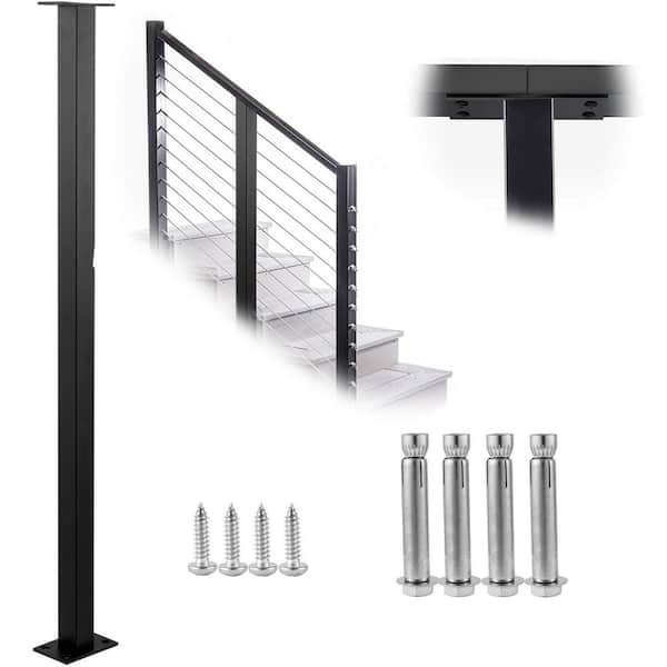 CityPost Stair Deck Mount 6-ft x 5in x 36-in Black Steel Deck Cable Rail  Kit in the Deck Railing Systems department at