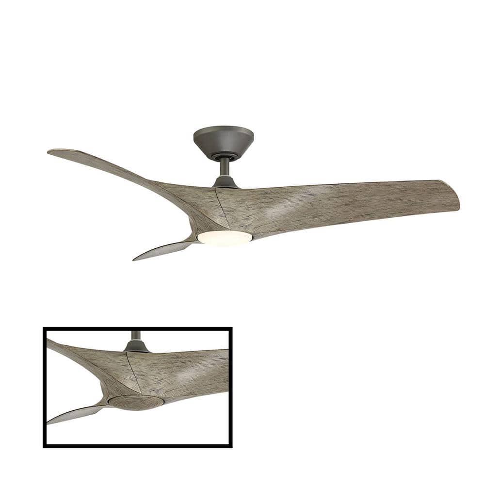 Zephyr 52" Graphite and Weathered Wood Smart Ceiling Fan with LED Light and Remote