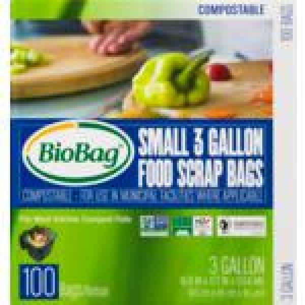 BioBag Compostable Countertop Food Scrap Bags 100 Count 3 Gallon 