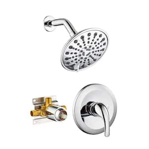 5.9 in. Wall Pole Length Single Handle 6-Spray Patterns Shower Faucet 1.8 GPM with High Pressure Hand Shower in Silver