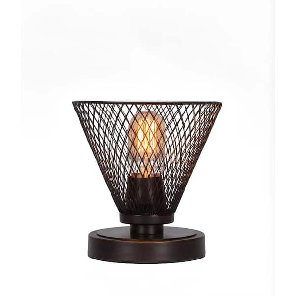 Unbranded Quincy 7.25 in. Dark Granite Accent Lamp with Glass Shade
