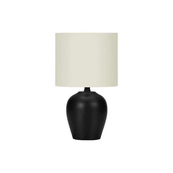 Transitional 17 in. H Table Lamp with White Shade, Black Ceramic, Task and Reading