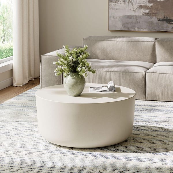 MODWAY Brion 34 in. Round Concrete Coffee Table Indoor Outdoor