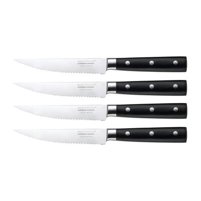 Gordon Ramsay 4.5 in. Stainless Steel Full Tang Serrated Steak Knife with Black Polymer Handle (Set of 4)