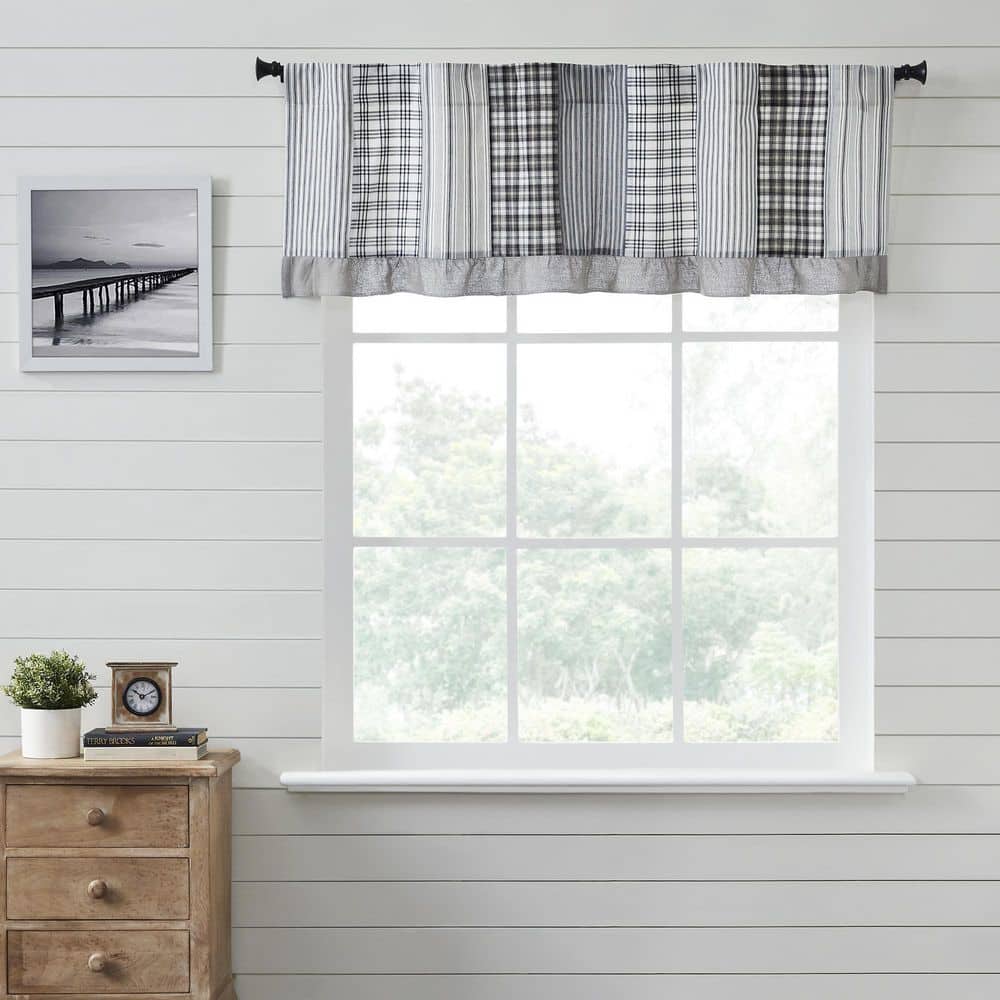 Sawyer Mill Patchwork 60 in. L x 19 in. W Cotton Valance in Country Black Soft White price history on PriceWatchPro