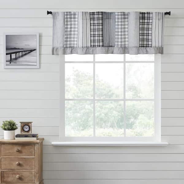 VHC BRANDS Sawyer Mill Patchwork 60 in. L x 19 in. W Cotton Valance in Country Black Soft White