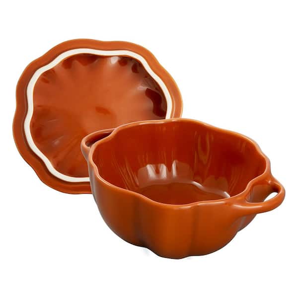 staub Ceramic 24-oz Pumpkin Cocotte - Burnt Orange, no stovetop