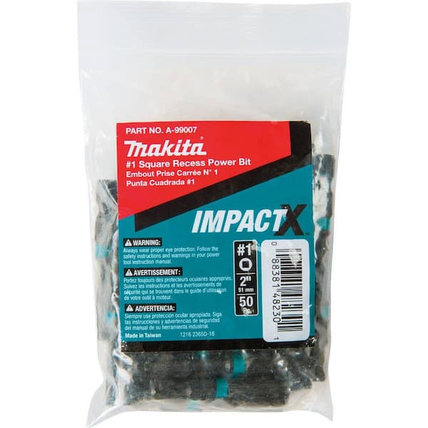 Makita ImpactX #1 Square Recess 2 in. Modified S2 Steel Power Bit (50-Pack)