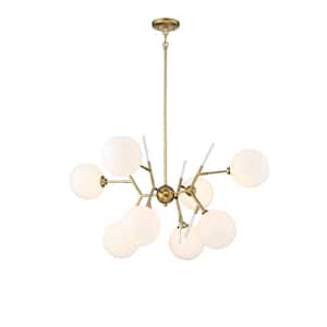 Polares 8-Light Honey Gold Cluster Chandelier with Glass Globe Shades