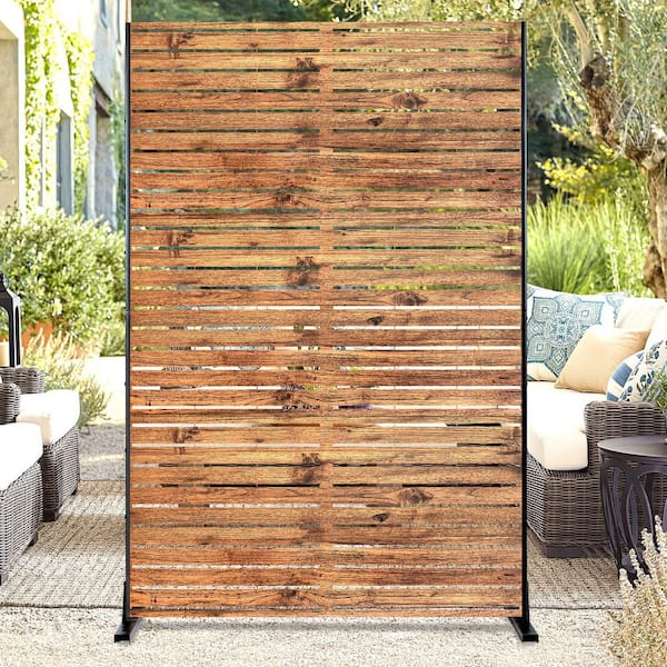 47" W x 71" H Brown Metal Privacy Screen-Decorative Outdoor Panel for Deck, Patio, Balcony & Garden
