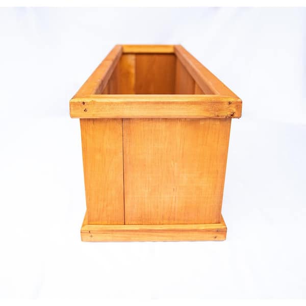 Vigoro 39.5 in. Brooklin Stained Brown Wood Planter Box (39.5 in