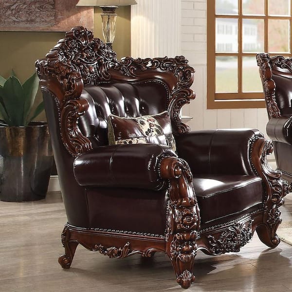 Forsythia 50 in. Rolled Arm Leather Square with 1 pillow Sofa in Espresso