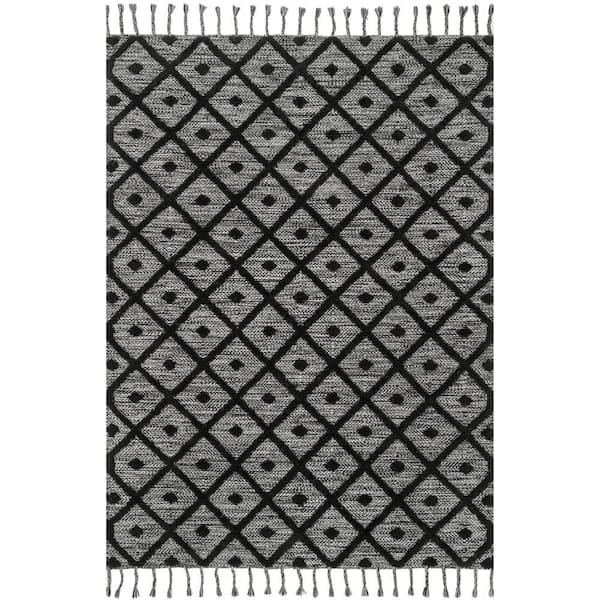 Hand Loomed Trellis Tassel Jinny Dark Gray 4 ft. x 6 ft. Indoor Area Rug