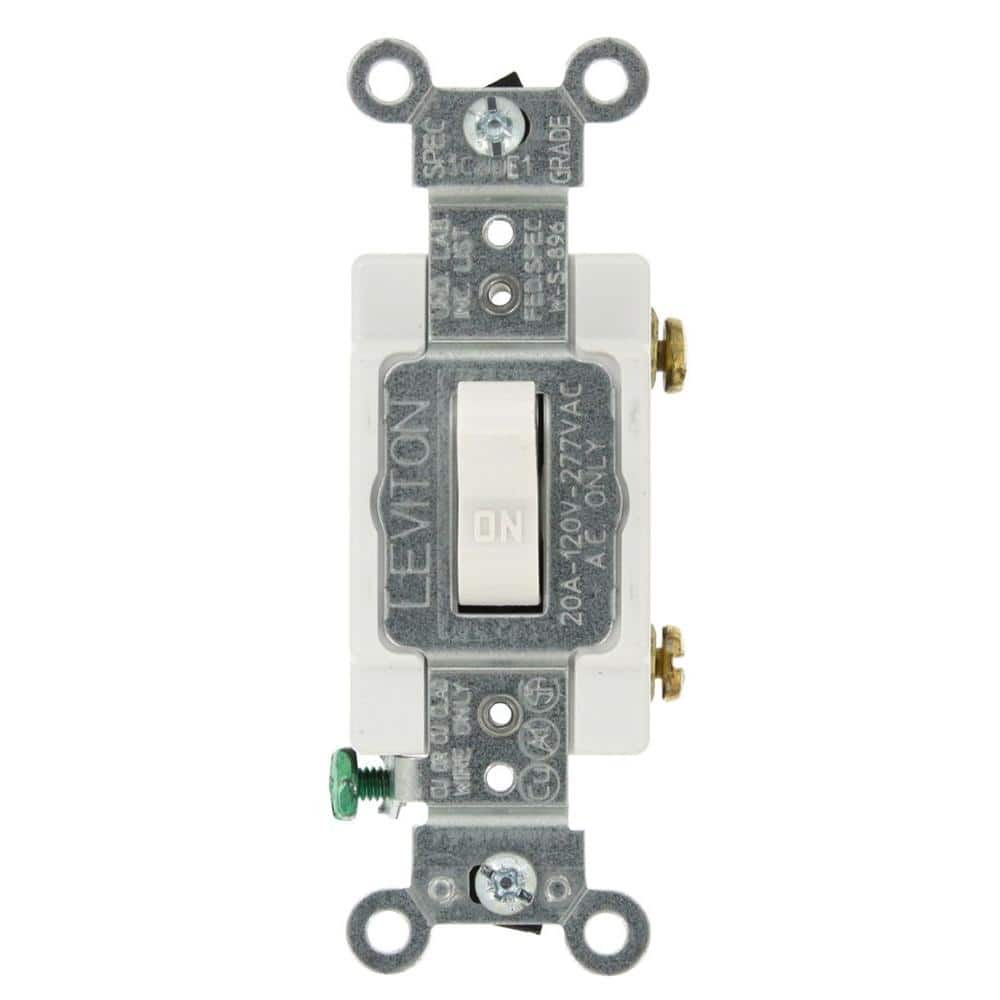 20A 3/4HP NEW Vintage Leviton White Single-Pole Snap-in Toggle Switch 