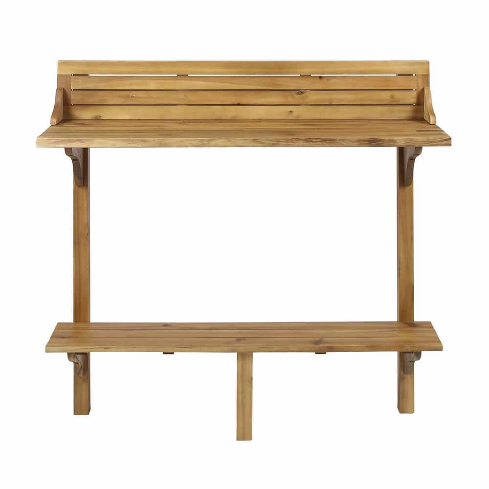 Natural Stained Acacia Wood Bar Height Balcony Table