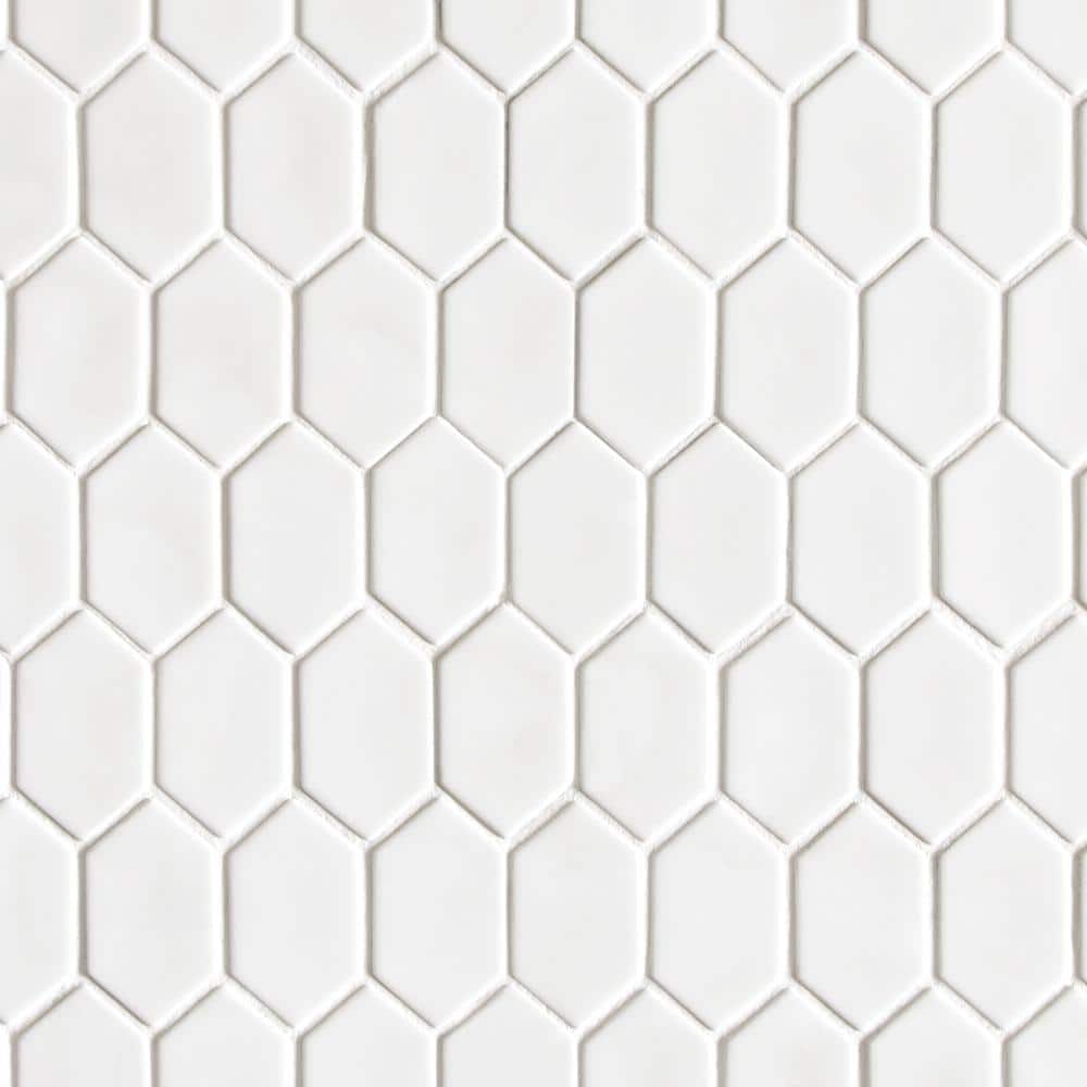 White Hexagonal Matte Glass Mosaic Tile Sheets