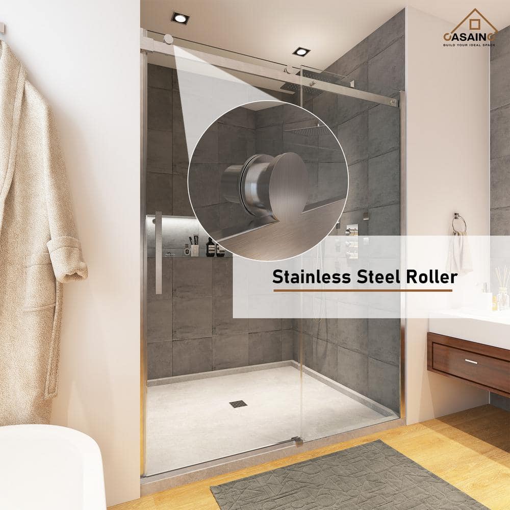 Nickel 48" x 76" Frameless Sliding Shower Door