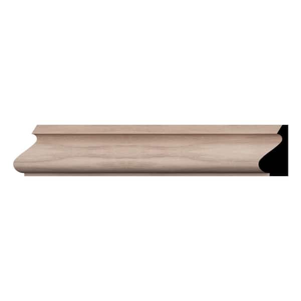 Ekena Millwork WM163 11/16 in. D x 1-3/8 in. W x 96 in. L Americraft Solid Hardwood Stain Grade Base Cap Moulding, Walnut