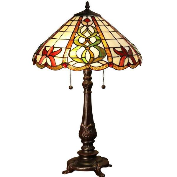 Warehouse of Tiffany Camryn 23 in. Bronze Indoor Table Lamp with Tiffany-Style Shade