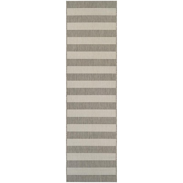 Afuera Yacht Club Tan-Ivory 2 ft. 2 in. x 11 ft. 9 in. Indoor/Outdoor Runner Rug