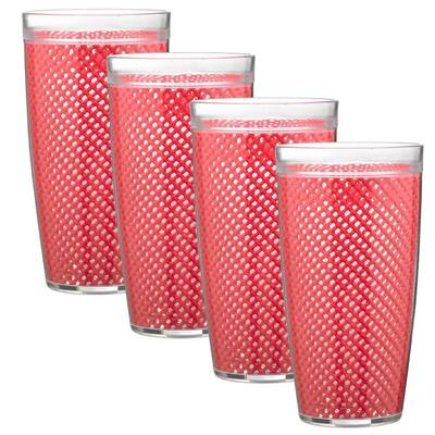 Fishnet 22 oz. Red Insulated Drinkware (Set of 4)